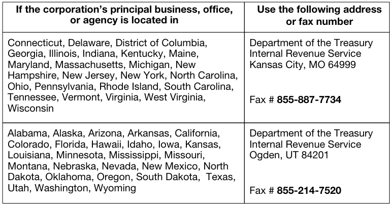 Form 2553 Filing state