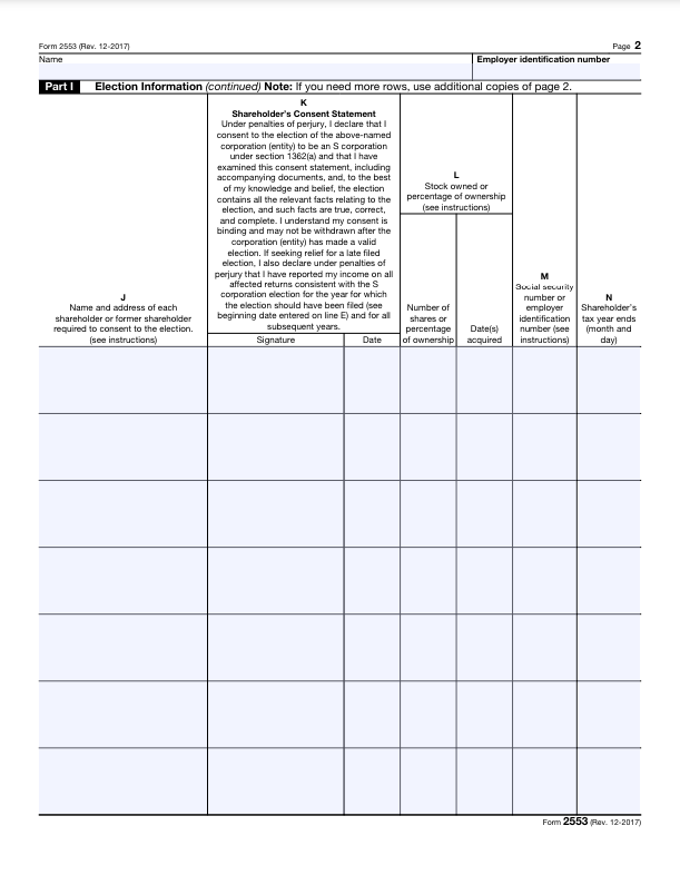 Form 2553 Part I