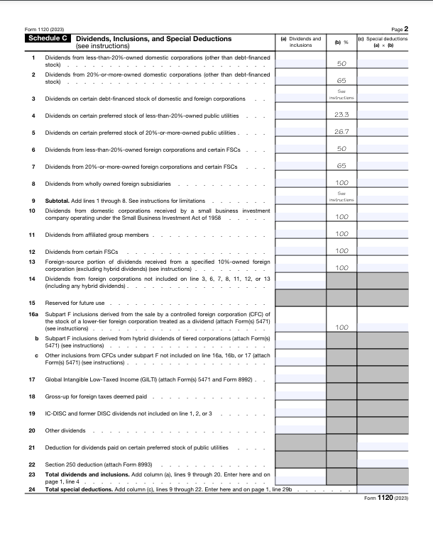 Form 1120 Page 2