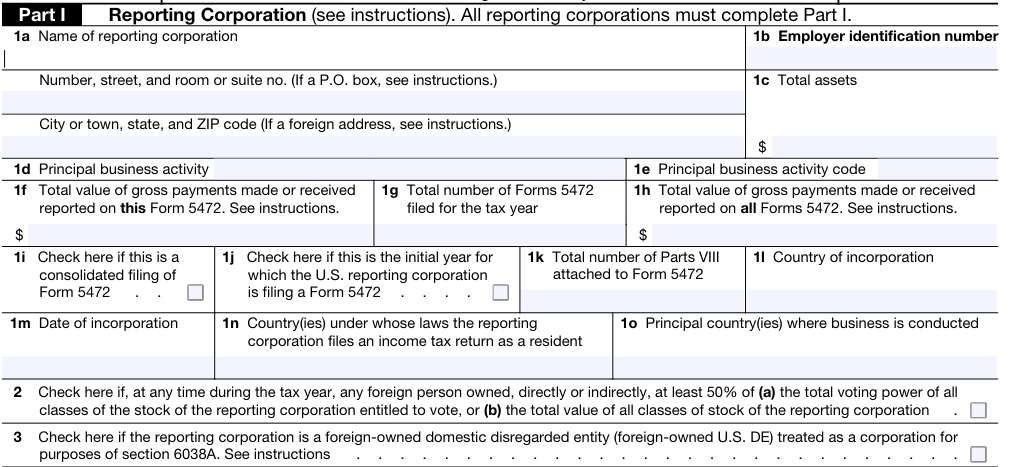 Form 5472 Part 1