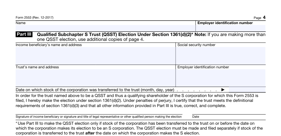 Form 2553 Part III