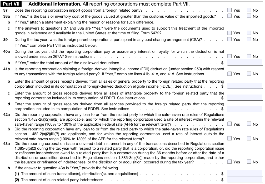 Form 5472 Part 7