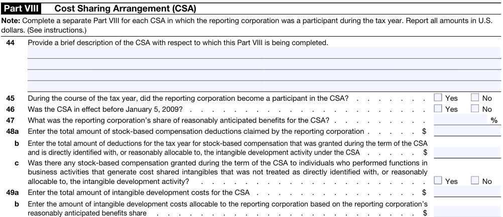 Form 5472 Part 8